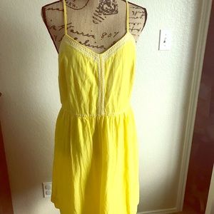 LOFT sunny yellow embroidered dress sz 8